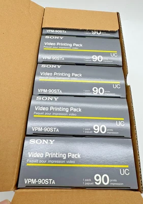 Sony Video Printing Pack VPM-90STA Quantity (5) 90 Print Dye-Sublation Retro New - Image 1 of 4