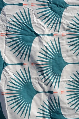 Art Deco SWANS verde azulado profundo sobre panel blanco roto 42x70" Foto 1 de 2