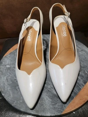 Zapatos para mujer J. Renee marfil charol tacón con cordones talla 8,5 M Foto 1 de 4