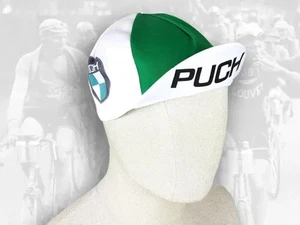 Vintage Style PUCH GREEN WHITE Cotton Cycling Cycle Cap casquette - Picture 1 of 6