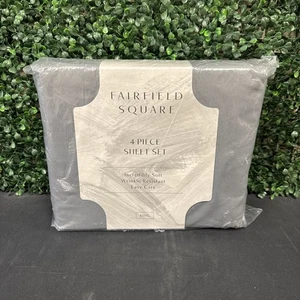 FAIRFIELD QUADRATISCHES 4-TEILIGES BLATT-SET KING SIZE IN GRAU - Bild 1 von 6