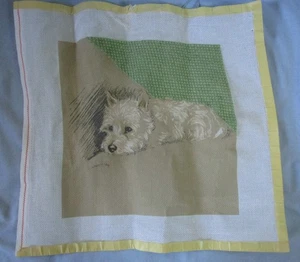 Westie Hand Painted Needlepoint Canvas Kit Partially Done Floss 10" x 10" - Picture 1 of 9