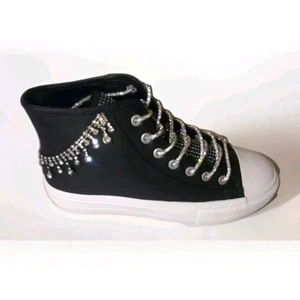 Azalea Wang Crystal Jewel Diamond E High Top Platform Sneakers Shoes 9 - Picture 1 of 9