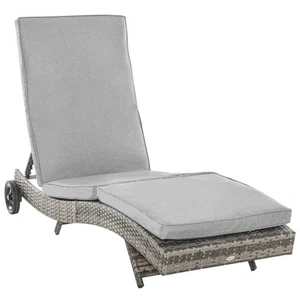 Outdoor Chaise Lounge with Adjustable Backrest, PE Rattan & Steel Frame, Mixed - Picture 1 of 9