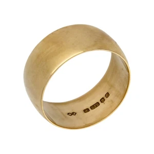 Pre-Owned 9ct Yellow Gold 9mm Wide Wedding Band Ring Size: Q 9ct gold Unisex - Picture 1 of 2