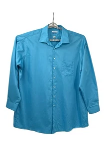 Van Heusen Men Dress Shirt 19 37/38 Tall Aqua Blue No Iron Long Sleeve Button Up - Picture 1 of 8
