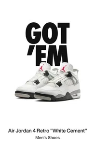 Air Jordan 4 Retro White Cement Size 12 Mens - 2025 New In Box Ready To Ship ! - Picture 1 of 6