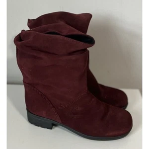 Martins Canada Womens 8.5 Leather Suede Slouch Ankle Boots Burgundy - Picture 1 of 9