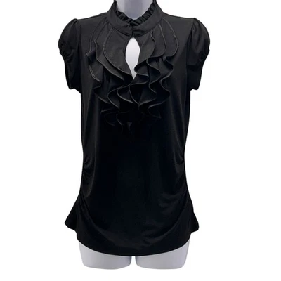 Y2K Goth Top Medium Gothic Witchy Girl Ruffle Coquette Feminine Evening Stretch - Image 1 of 4