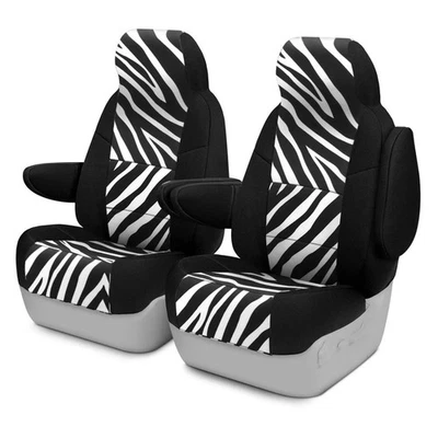 For Porsche 944 83-84 Neosupreme 1st Row Black & Zebra Custom Seat Covers - Image 1 of 4