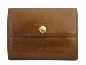 Auth Louis Vuitton Monogram Vernis Ludlow Bifold Wallet Bronze/Goldtone e48814f