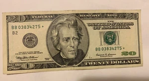 $20 1999 Series *star* Note , Low S# BB 03834275 * B2-NY District - Picture 1 of 2