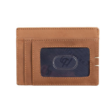 Credit Card Holder For Men Brown With ID Window Real Leather Slim Wallet