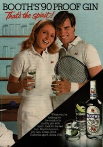 Ginebra de prueba de 90 de cabina de anuncios impresos vintage 1981 ¡Ese es el espíritu! Dry Gin Tennis - Imagen 1 de 2