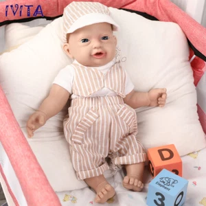 IVITA 14 Zoll handgefertigte Reborn Baby Lächeln Junge lebensechte Schlappen Silikonpuppe - Bild 1 von 12