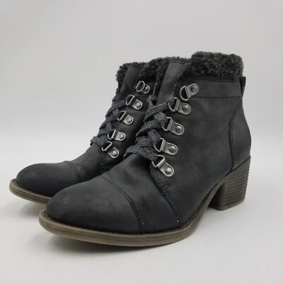 Billabong Boots Womens 5.5 Leather Heel Charcoal Black Lace Up Billa Bong - Image 1 of 4