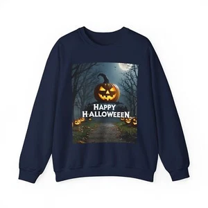 Halloween Pumpkin Crewneck Sweatshirt, Unisex Sweater, Fall Fashion, Spooky - Picture 1 of 53