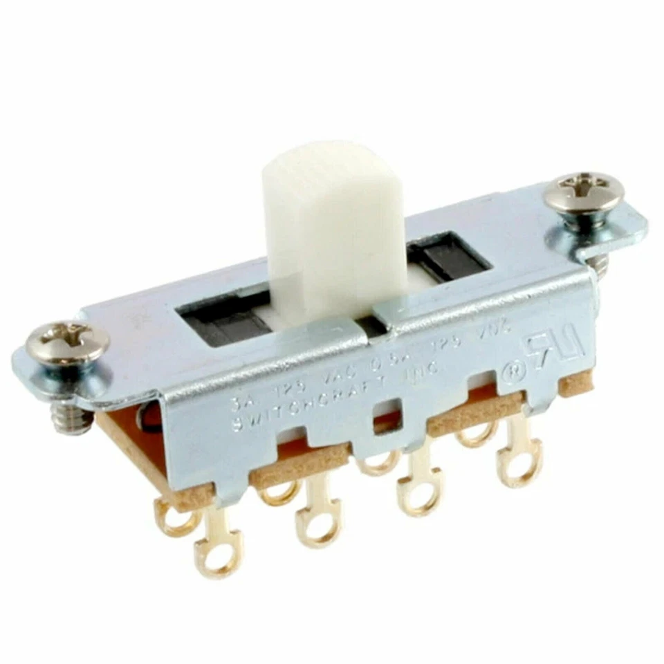 NEW (1) Switchcraft® On-Off-On Slide Switch for Fender Mustang® - White Knob - Image 1 of 4