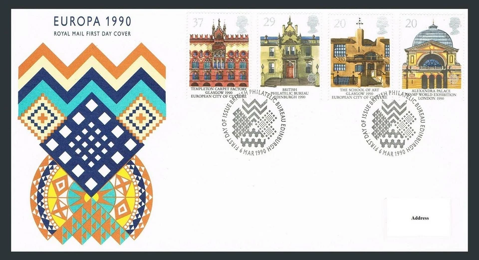 Great Britain 1314-1317,FDC.Michel 1260-1263. EUROPE CEPT-1990.Architecture. - Image 1 of 1