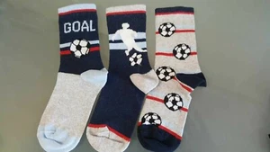 3 Pairs Childrens Boys Kids Novelty Football Goal Grey Design Ankle Socks - Picture 1 of 1