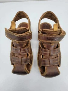 Timberland Boys Fisherman Sandals Brown Leather Hook & Loop Straps Casual 5 - Picture 1 of 9