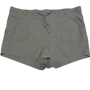 Torrid Womens Linen Blend Shorts Size 22 Khaki Green Zipper Drawstring Pockets - Picture 1 of 7