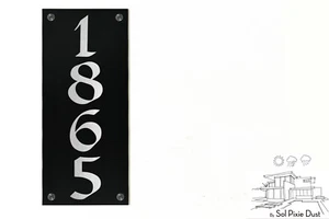 Modern House Sign Black Aluminum (ACP) Silver Fiber Laser Engraved Viking Font - Picture 1 of 5