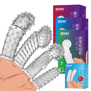 Condón de silicona para dedo masculino manga reutilizable texturizado permanente protuberancia punto G suave - Imagen 1 de 18