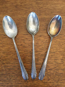 1937 International Silver Set of Three Sterling Teaspoons "Enchantress" Pattern
