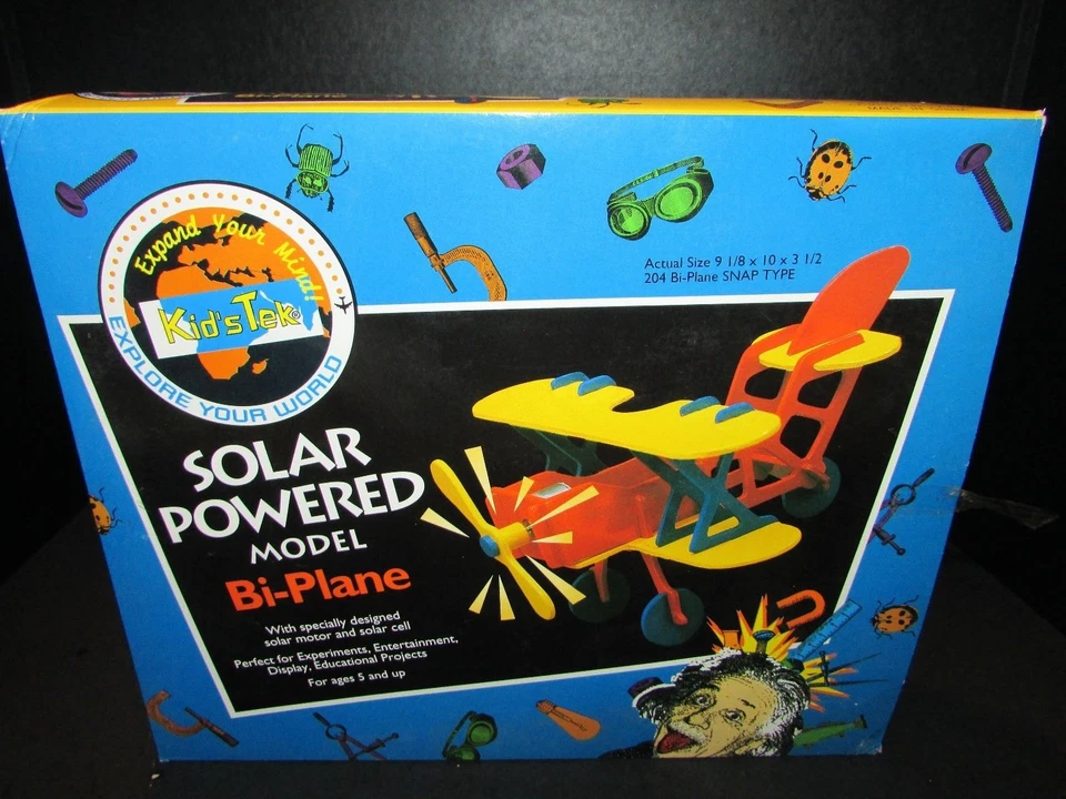 KID'S TEK SOLAR POWERED MODEL BI-PLANE MOTOR AND SOLAR CELL BUILDING KIT  - Image 1 of 1