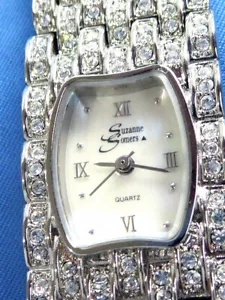 SUZANNE SOMERS CLASSIC ALL CRYSTAL QUARTZ WATCH NEW BATTERY RUNNING - Picture 1 of 15