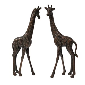 Metal Giraffe Sculpture Shelf Table Top Figurine Statue 43 cm Bronze Finish - Picture 1 of 34