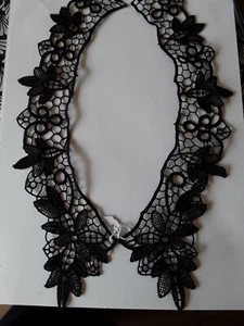 COL vintage  ancien guipure noir @old collar hand - Picture 1 of 4