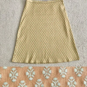 Vtg 90s Y2K Piazza Sempione A Line Skirt Tan Green Print Made In Italy Small - Picture 1 of 12