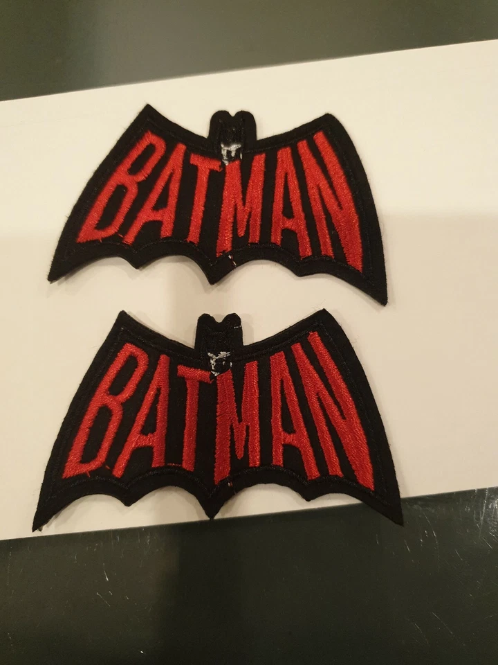 (2) BATMAN Black & Red 2.5X1.5 Patches Iron or Sew on. Nice - Image 1 of 1
