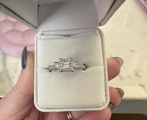 Engagement Ring Lab Created Diamond 10k White Gold - Picture 1 of 4