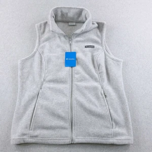 Columbia Vest Womens 1X Plus Gray Fleece Benton Springs Full Zip Sleeveless - Picture 1 of 12