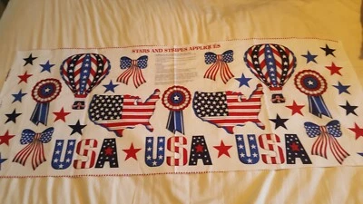 Aplique patriótico americano a rayas estrellas panel algodón Cranston rojo blanco azul Foto 1 de 4