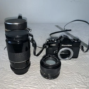 Fujica Fuji ST-801 ST801 Black LED Meter 55mm F/1.4 JAPAN + 135mm Len - Picture 1 of 13