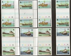 Tuvalu 77 - 80 - Shipping. Plate Numbered Gutter Pairs. MNH. OG. #02 TUVU77s - Picture 1 of 1