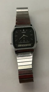 VTG 1980's Casio Dual Time Men's Analog Digital Stainless Steel - WORKS NICE - Picture 1 of 8