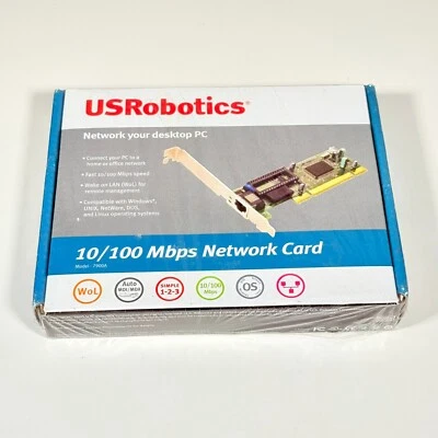 Vintage Ethernet US Robotics 10/100 Mbps PCI 2.1 Network Card Model 7900A - NEW - Image 1 of 4