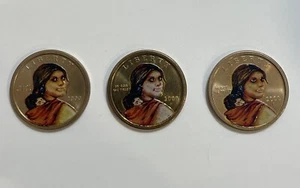 LOT OF 3 2000 P SACAGAWEA $1 DOLLAR US LIBERTY UNCIRCULATED COLORIZED COIN RARE - Picture 1 of 8