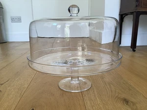 Glass Cake Stand With Lid, Contemporary, 30 cm dia, wedding party event - Picture 1 of 7