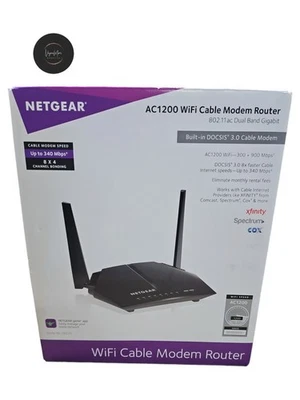 OB NETGEAR AC1200 WiFi Cable Modem Router Model C6220 TESTED FREE SHIP - Image 1 of 4