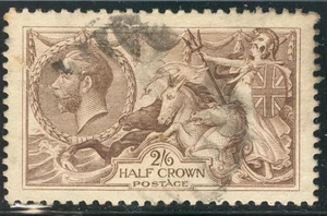 ENG_51 - ENGLAND. 2/6 Schil von 1913 "BRITANNIA OVER WAVES" Satz. Gebraucht. Scott 173 - Bild 1 von 1
