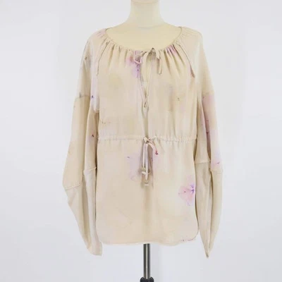 Blusa Fendi Beige Claro Estampado Floral Seda Cordón Manga Larga Foto 1 de 4