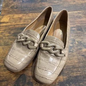Kate Spade Rowan Square-Toe Croc-Embossed Leather Loafers Women’s 7.5 - Picture 1 of 7