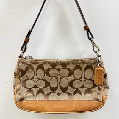 Mini bolso vintage Coach 6094 Signature Demi de cuero de lona tostada marrón Foto 1 de 4