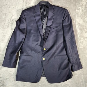Ralph Lauren LRL Blazer Men's 44L Blue Navy Jacket Gold Button Sport Coat Wool - Picture 1 of 14